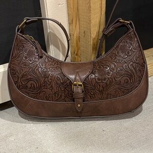 Rein & Bridle brand new Floral Embossed Brown Shoulder Bag
